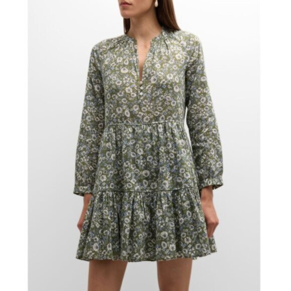 Veronica Beard 'Bassano' Floral Cotton Mini Dress, Army Multi - Picture 1 of 4
